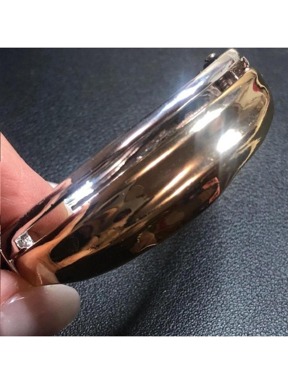 B3333 RLM SOHO Robert Lee Morris Two Tone Hinged Bangle Bracelet Wide Cuff 7"